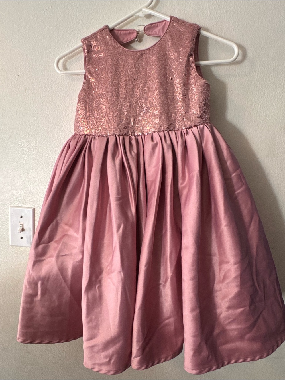 Girls Dusty Rose Sequin Bodice Formal Dress
